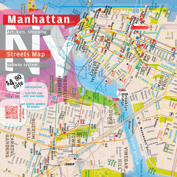 Manhattan Map - Laminated - Midtown Details - 2022 AR Augmented Reality
