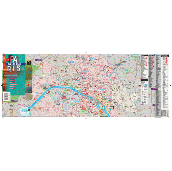 Paris Map Guide - Laminated - Metro - Streets - Museums