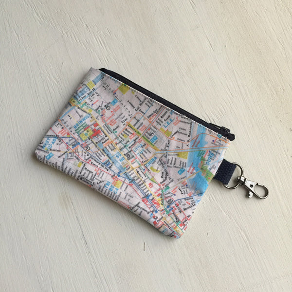 Pouch + Map Laminated Manhattan Downtown Midtown Maps POCKET new york - theaters - shops - subway - museums - streets - parks - restaurants