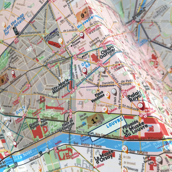 Paris Map Guide - Laminated - Metro - Streets - Museums