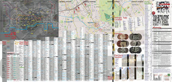 Back map with guide and streets index London