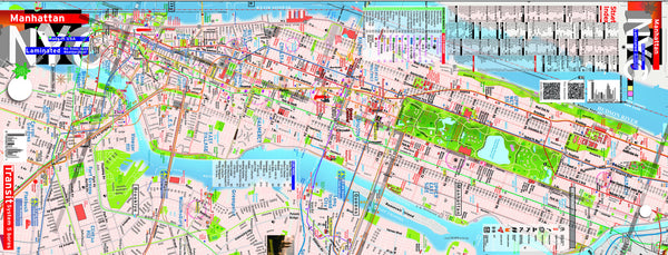 manhattan map new york - theaters - subway - transit - museums - streets - parks - restaurants