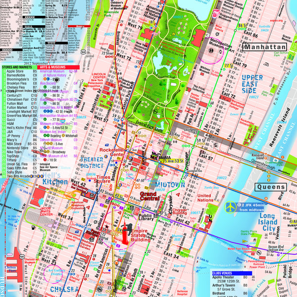 manhattan map new york - theaters - subway - transit - museums - streets - parks - restaurants